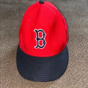 VINTAGE 90s Boston Red Sox New Era 5950 Pro Model Fitted Cap 7 1/4 Wool USA